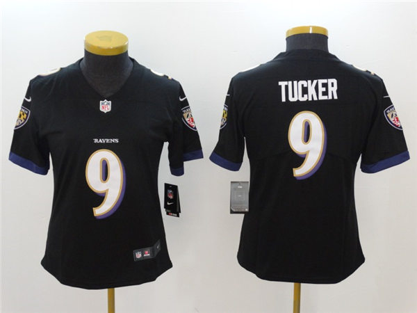 Womens Baltimore Ravens #9 Justin Tucker Nike Black Vapor Limited Player Jersey