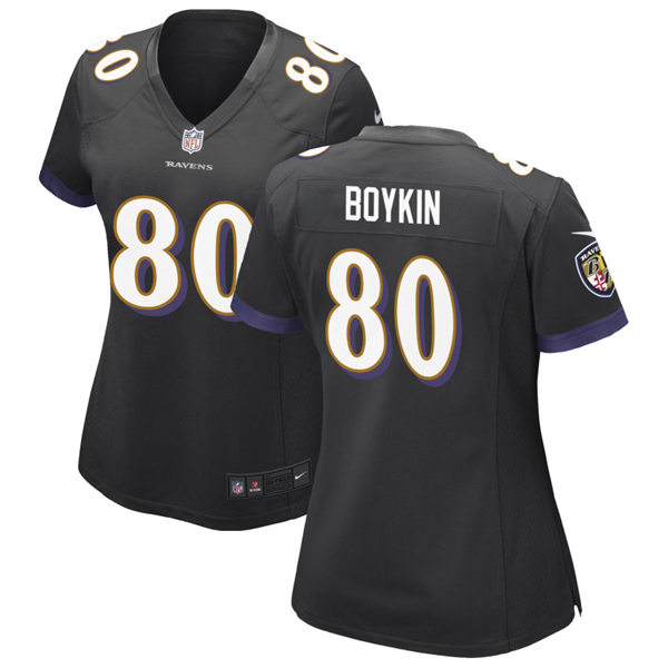 Womens Baltimore Ravens #80 Miles Boykin Nike Black Vapor Limited Player Jersey