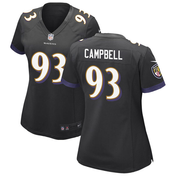Womens Baltimore Ravens #93 Calais Campbell Nike Black Vapor Limited Player Jersey