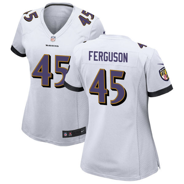 Womens Baltimore Ravens #45 Jaylon Ferguson Nike White Vapor Limited Player Jersey