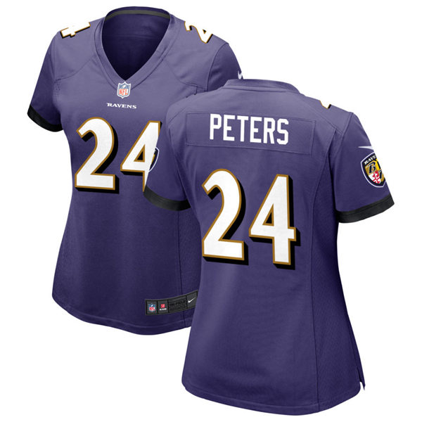 Womens Baltimore Ravens #24 Marcus Peters Nike Purple Vapor Limited Player Jersey