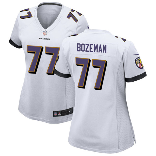 Womens Baltimore Ravens #77 Bradley Bozeman Nike White Vapor Limited Player Jersey