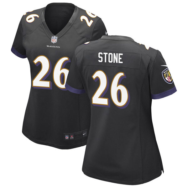 Womens Baltimore Ravens #26 Geno Stone Nike Black Vapor Limited Player Jersey