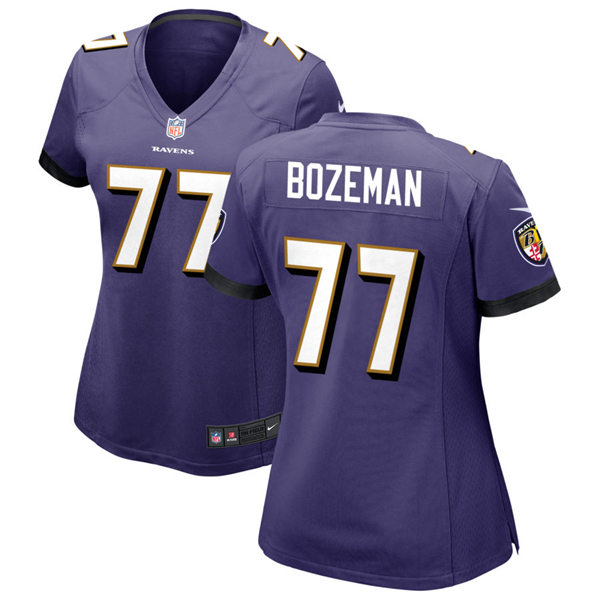 Womens Baltimore Ravens #77 Bradley Bozeman Nike Purple Vapor Limited Player Jersey