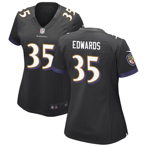 Womens Baltimore Ravens #35 Gus Edwards Nike Black Vapor Limited Player Jersey