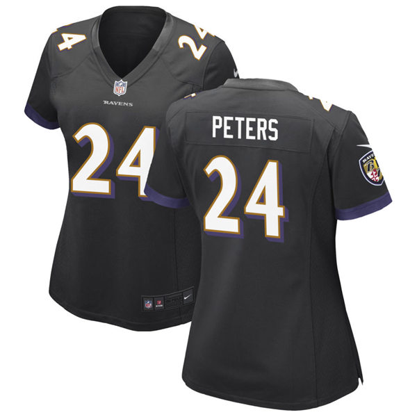 Womens Baltimore Ravens #24 Marcus Peters Nike Black Vapor Limited Player Jersey