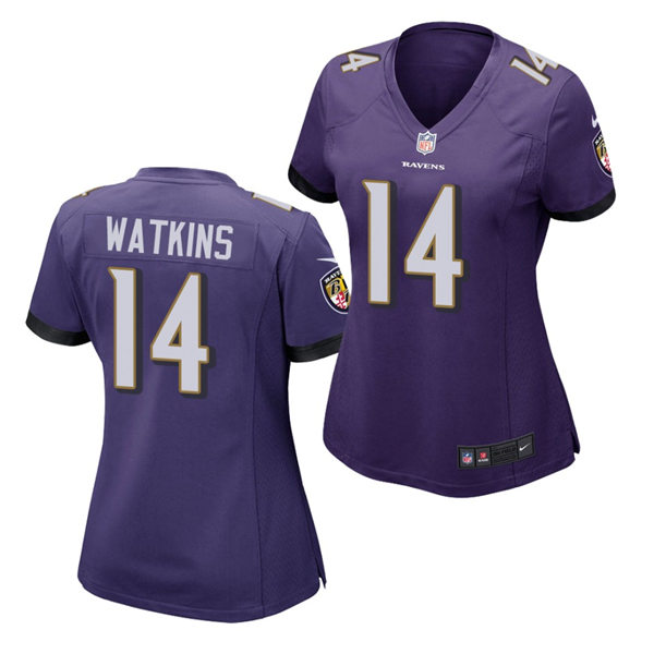 Womens Baltimore Ravens #14 Sammy Watkins Nike Purple Vapor Limited Player Jersey
