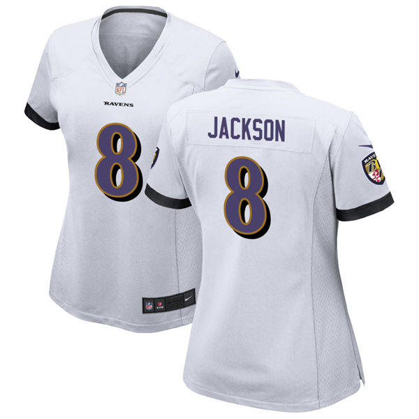 Womens Baltimore Ravens #8 Lamar Jackson Nike White Vapor Limited Player Jersey