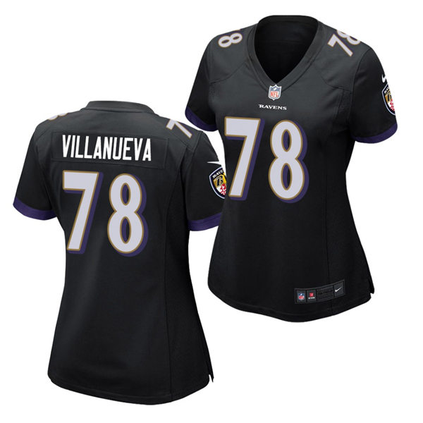 Womens Baltimore Ravens #78 Alejandro Villanueva Nike Black Vapor Limited Player Jersey