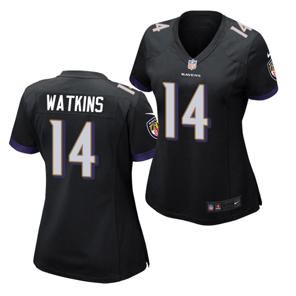 Womens Baltimore Ravens #14 Sammy Watkins Nike Black Vapor Limited Player Jersey