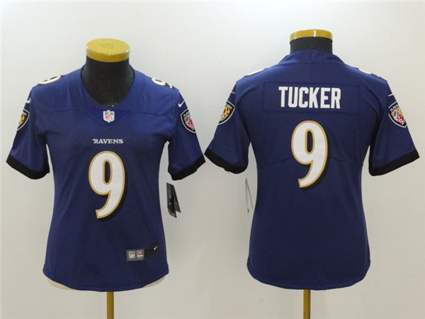Womens Baltimore Ravens #9 Justin Tucker Nike Purple Vapor Limited Player Jersey