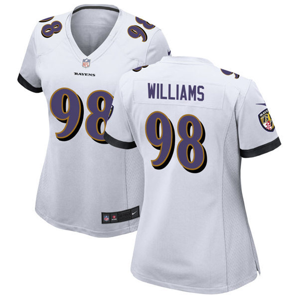 Womens Baltimore Ravens #98 Brandon Williams Nike White Vapor Limited Player Jersey