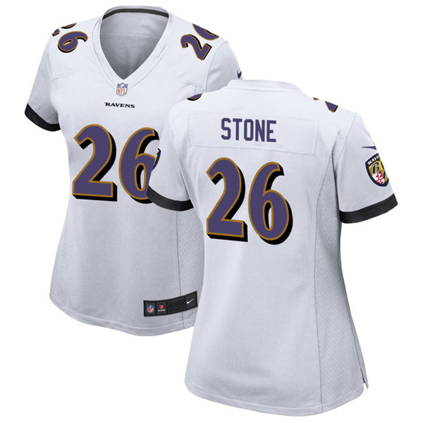Womens Baltimore Ravens #26 Geno Stone Nike White Vapor Limited Player Jersey Womens Baltimore Ravens #26 Geno Stone Nike White Vapor Limited Player Jersey