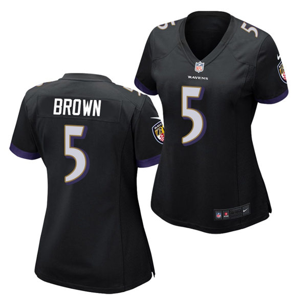 Womens Baltimore Ravens #5 Marquise Brown Nike Black Vapor Limited Player Jersey