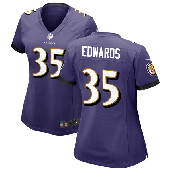 Womens Baltimore Ravens #35 Gus Edwards Nike Purple Vapor Limited Player Jersey