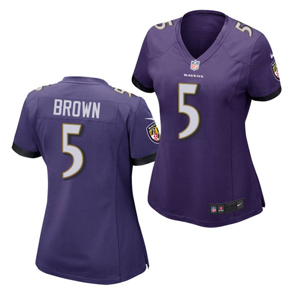 Womens Baltimore Ravens #5 Marquise Brown Nike Purple Vapor Limited Player Jersey