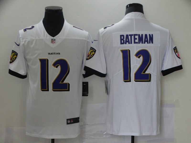 Youth Baltimore Ravens #12 Rashod Bateman Nike White Stitched NFL Limited Jersey