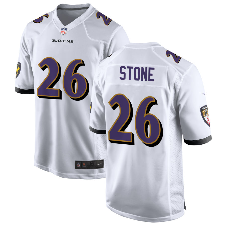 Youth Baltimore Ravens #26 Geno Stone Nike White Stitched NFL Limited Jersey Youth Baltimore Ravens #26 Geno Stone Nike White Stitched NFL Limited Jersey