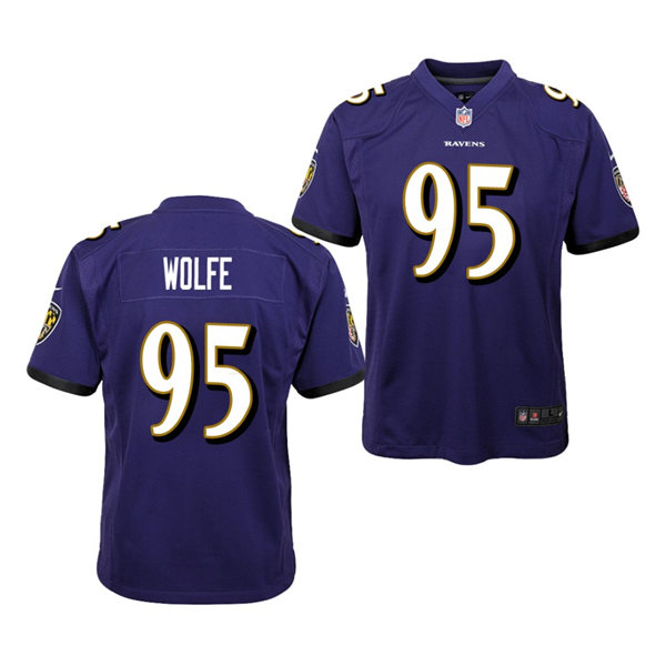 Youth Baltimore Ravens #95 Derek Wolfe Nike Purple Stitched NFL Limited Jersey Youth Baltimore Ravens #95 Derek Wolfe Nike Purple Stitched NFL Limited Jersey