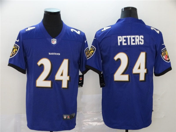 Youth Baltimore Ravens #24 Marcus Peters Nike Purple Stitched NFL Limited Jersey