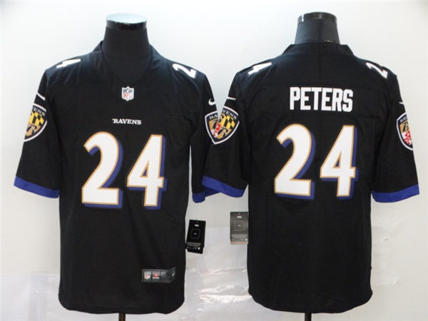Youth Baltimore Ravens #24 Marcus Peters Nike Black Stitched NFL Limited Jersey