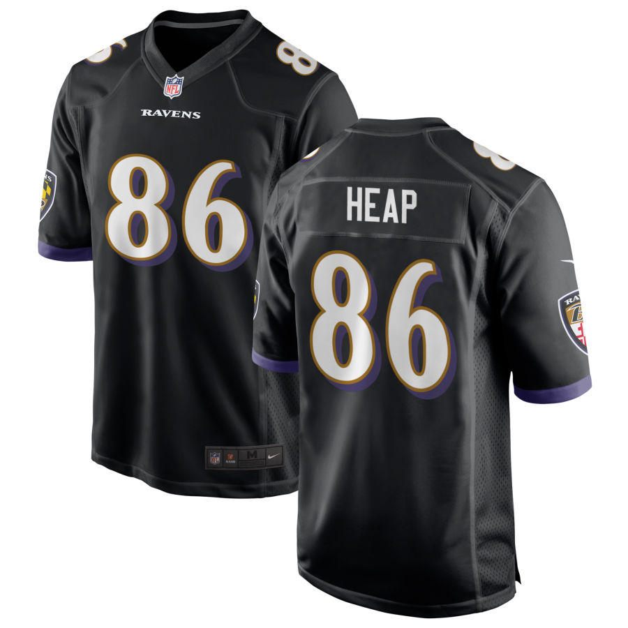 Mens Baltimore Ravens Retired Player #86 Todd Heap Nike Black Vapor Limited Player Jersey