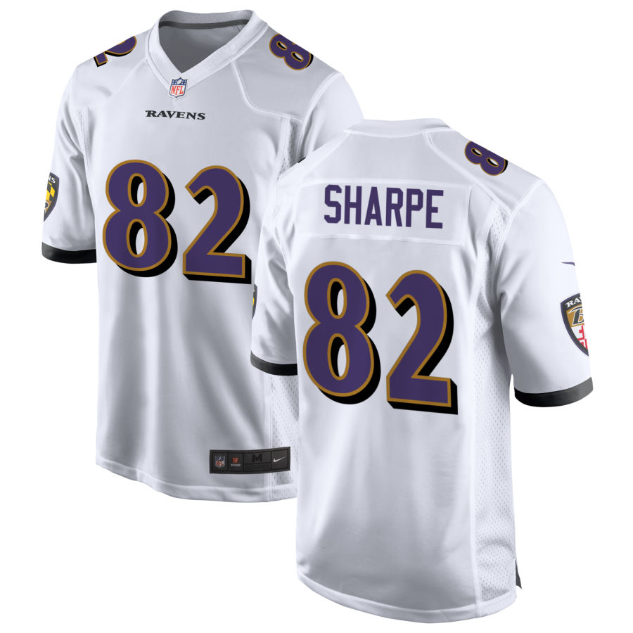 Mens Baltimore Ravens Retired Player #82 Shannon Sharpe Nike White Vapor Limited Player Jersey