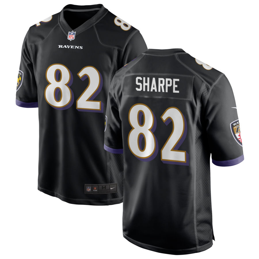 Mens Baltimore Ravens Retired Player #82 Shannon Sharpe Nike Black Vapor Limited Player Jersey