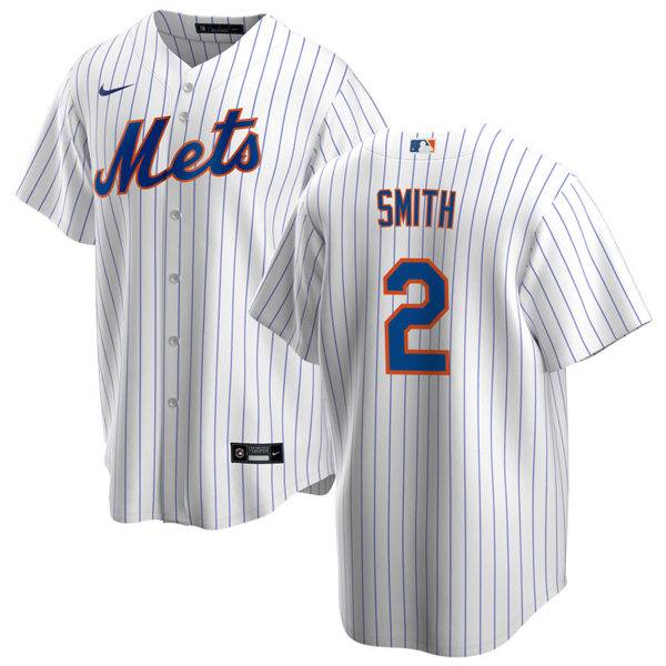 Youth New York Mets #2 Dominic Smith Nike White Pinstripe Home Jersey