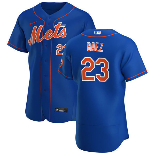 Mens New York Mets #23 Javier Baez Nike Royal Orange FlexBase Jersey