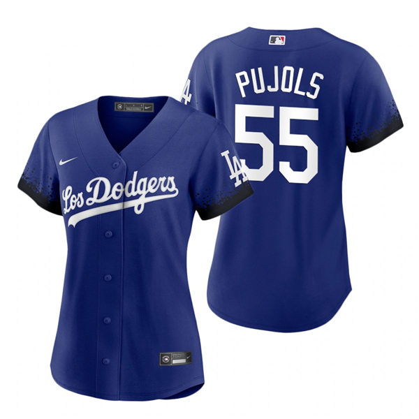 Womens Los Angeles Dodgers #55 Albert Pujols Nike Royal 2021 Los Angeles City Connect Jersey