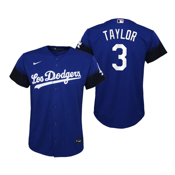 Youth Los Angeles Dodgers #3 Chris Taylor Nike Royal 2021 MLB City Connect Jersey