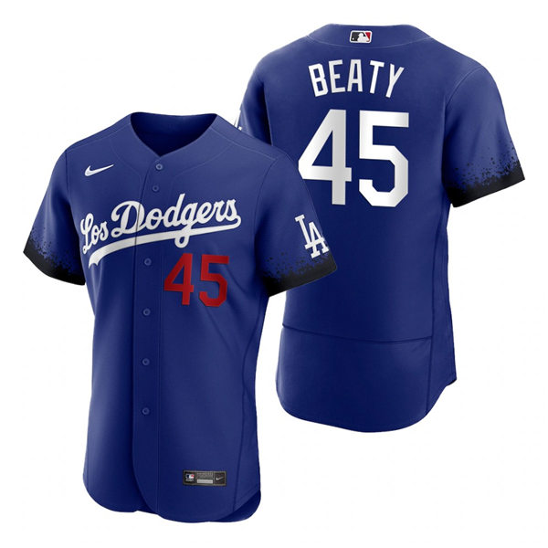 Mens Los Angeles Dodgers #45 Matt Beaty Nike Royal Stitched 2021 Los Angeles City Connect Jersey