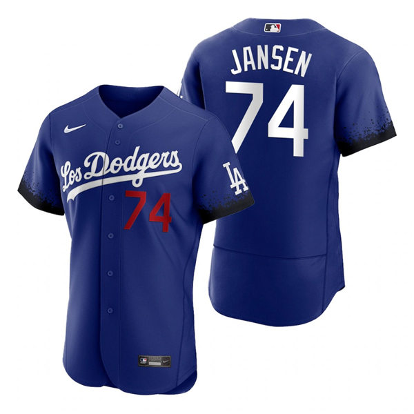 Mens Los Angeles Dodgers #74 Kenley Jansen Nike Royal Stitched 2021 Los Angeles City Connect Jersey