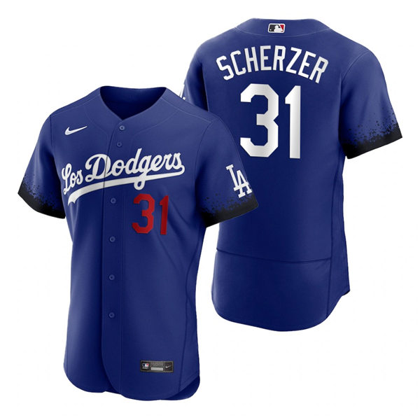 Mens Los Angeles Dodgers #31 Max Scherzer Nike Royal Stitched 2021 Los Angeles City Connect Jersey Mens Los Angeles Dodgers #31 Max Scherzer Nike Royal Stitched 2021 Los Angeles City Connect Jersey