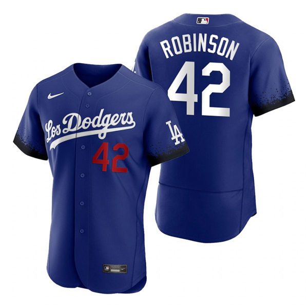 Mens Los Angeles Dodgers #42 Jackie Robinson Nike Royal Stitched 2021 Los Angeles City Connect Jersey