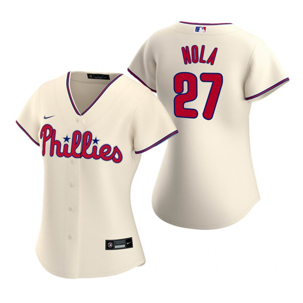 Womens Philadelphia Phillies #27 Aaron Nola Nike Cream Alternate Jersey