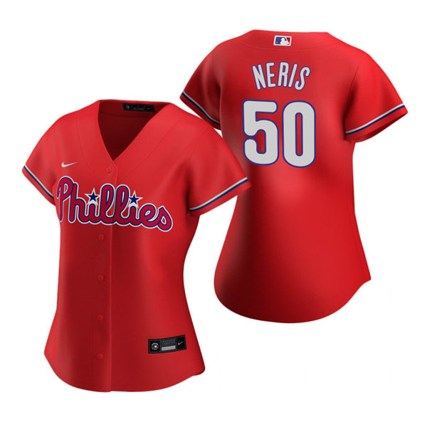 Womens Philadelphia Phillies #50 Hector Neris Nike Red Alternate Jersey