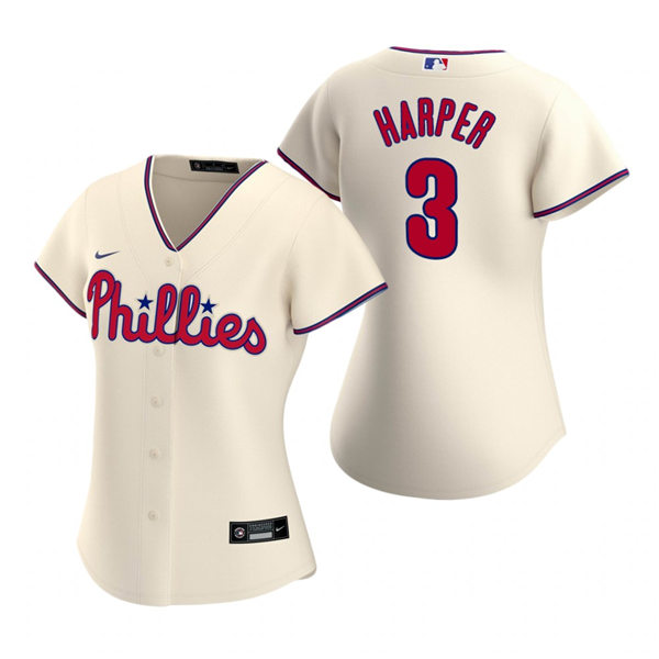 Womens Philadelphia Phillies #3 Bryce Harper Nike Cream Alternate Jersey