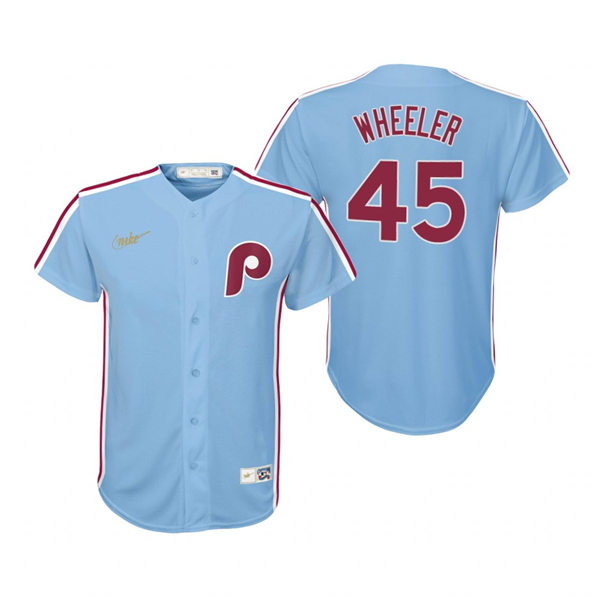 Youth Philadelphia Phillies #45 Zack Wheeler Nike Light Blue Alternate Baseball Jersey
