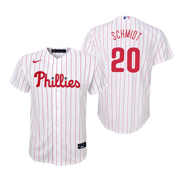 Youth Philadelphia Phillies #20 Mike Schmidt Nike White Pinstripe Home Jersey