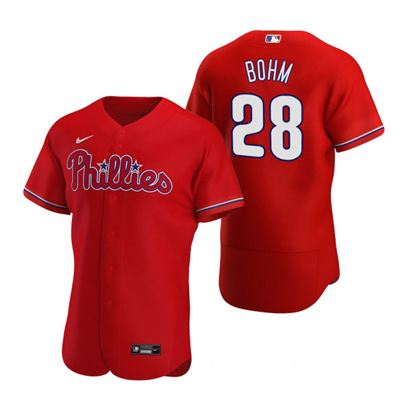 Mens Philadelphia Phillies #28 Alec Bohm Nike Red Alternate Flexbase Jersey Mens Philadelphia Phillies #28 Alec Bohm Nike Red Alternate Flexbase Jersey