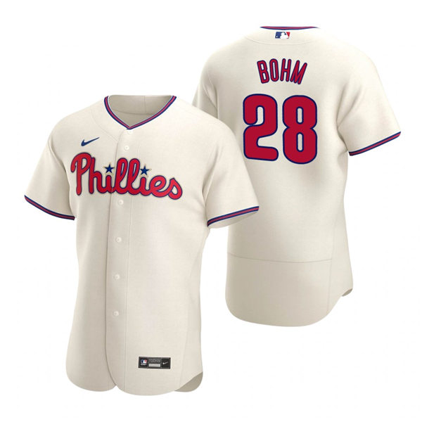 Mens Philadelphia Phillies #28 Alec Bohm Nike Cream Alternate Flexbase Jersey