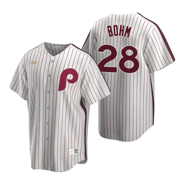 Mens Philadelphia Phillies #28 Alec Bohm Nike White Stitched Cooperstown Collection Jersey