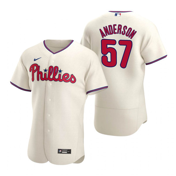 Mens Philadelphia Phillies #57 Chase Anderson Nike Cream Alternate Flexbase Jersey