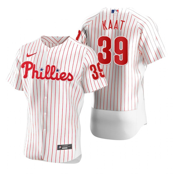 Mens Philadelphia Phillies Retired Player #39 Jim Kaat Nike White Pinstripe Home Flexbase Jersey