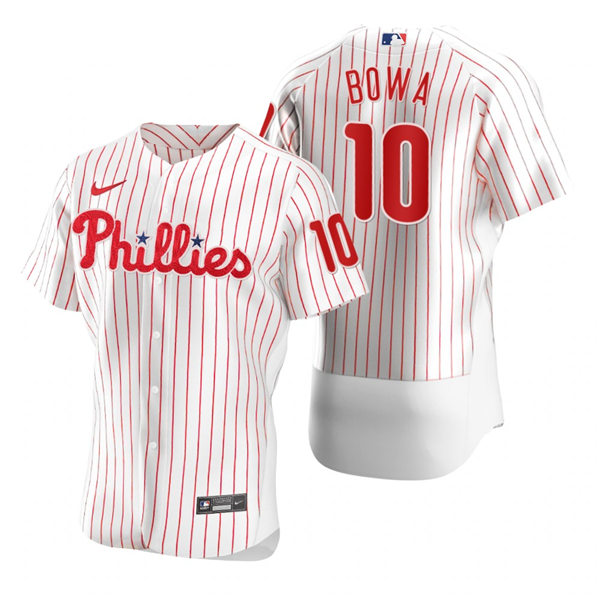 Mens Philadelphia Phillies Retired Player #10 Larry Bowa Nike White Pinstripe Home Flexbase Jersey