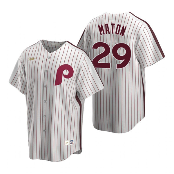 Mens Philadelphia Phillies #29 Nick Maton Nike White Pinstripe Cooperstown Collection Jersey