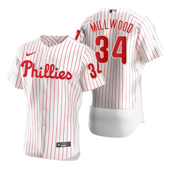 Mens Philadelphia Phillies Retired Player #34 Kevin Millwood Nike White Pinstripe Home Flexbase Jersey Mens Philadelphia Phillies Retired Player #34 Kevin Millwood Nike White Pinstripe Home Flexbase Jersey