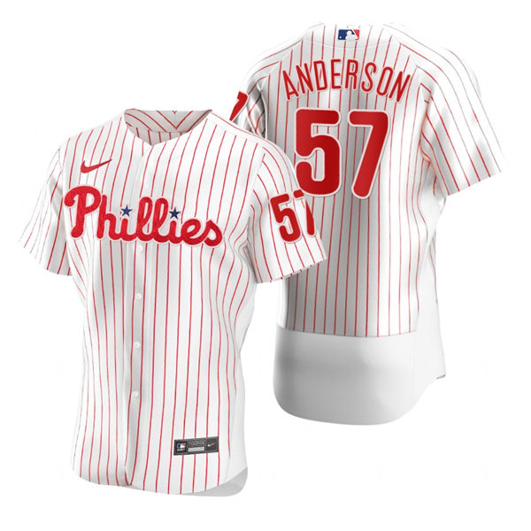 Mens Philadelphia Phillies #57 Chase Anderson Nike White Pinstripe Home Flexbase Jersey Mens Philadelphia Phillies #57 Chase Anderson Nike White Pinstripe Home Flexbase Jersey